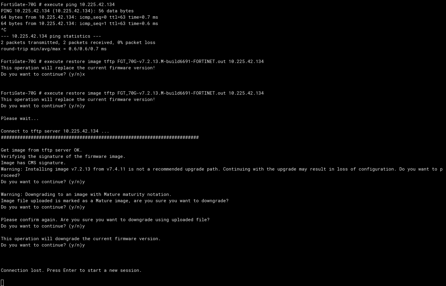 Fortigate downgrade